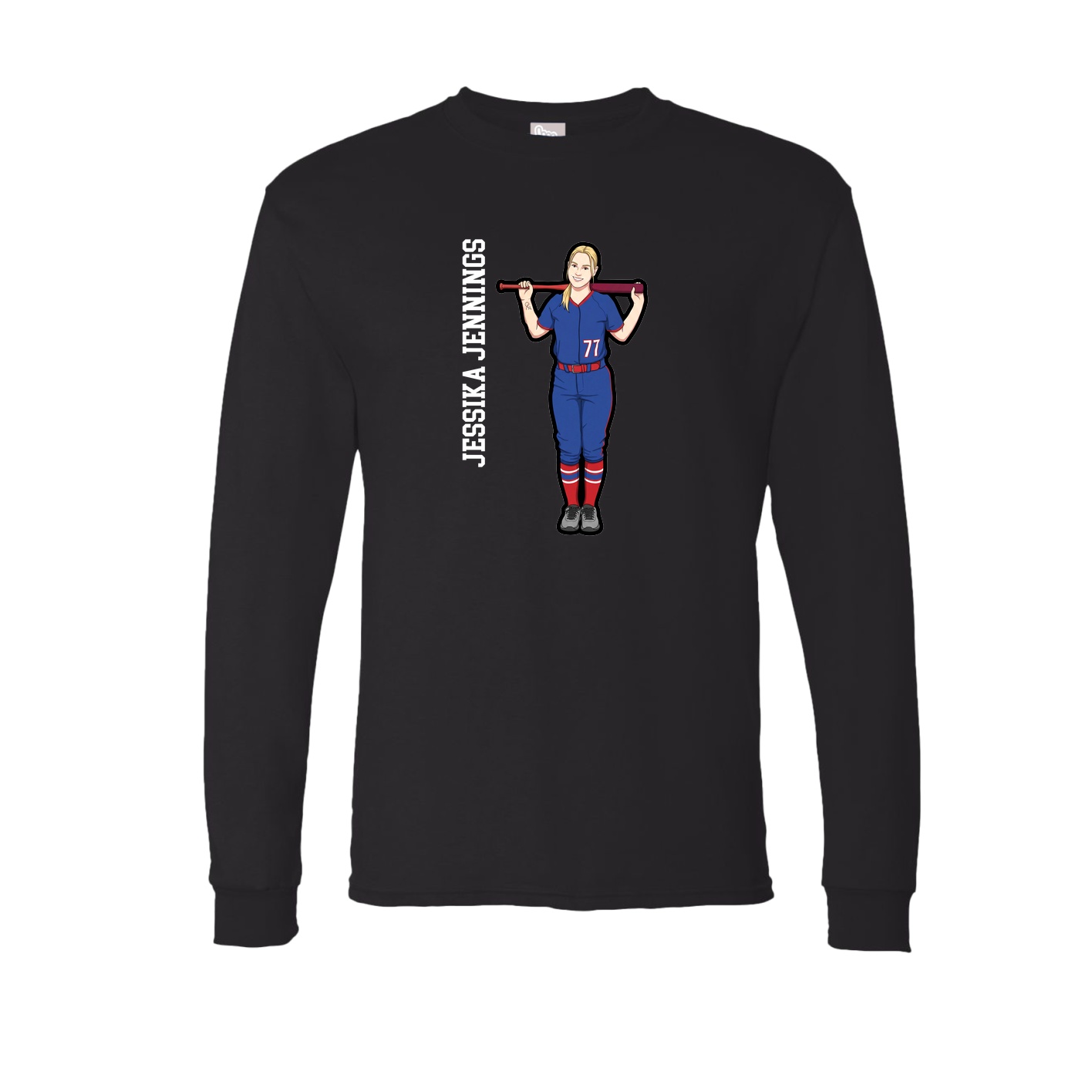 Long Sleeve Tee — Name Vertical in Black