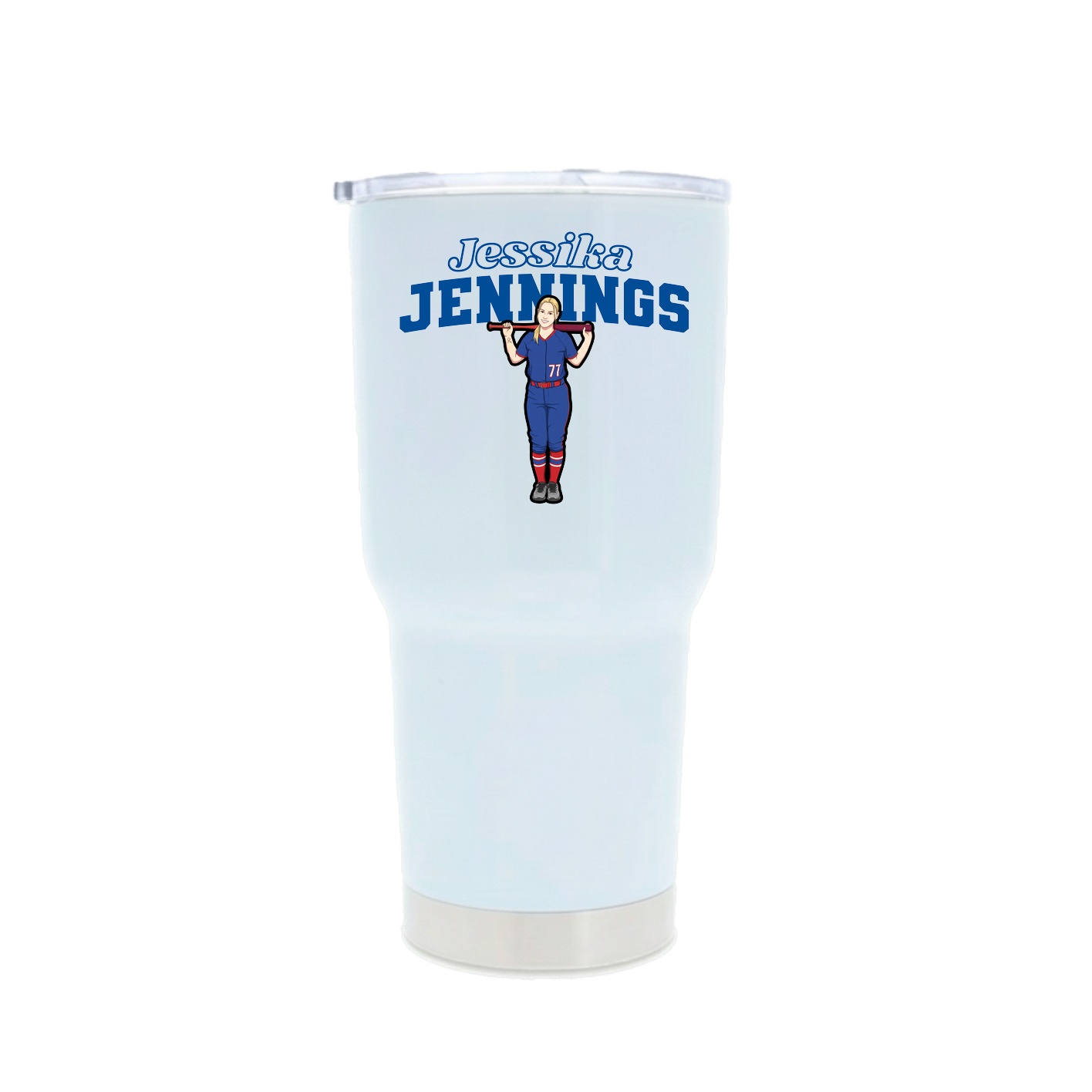 30oz Stainless Steel Tumbler — Name Arch in White