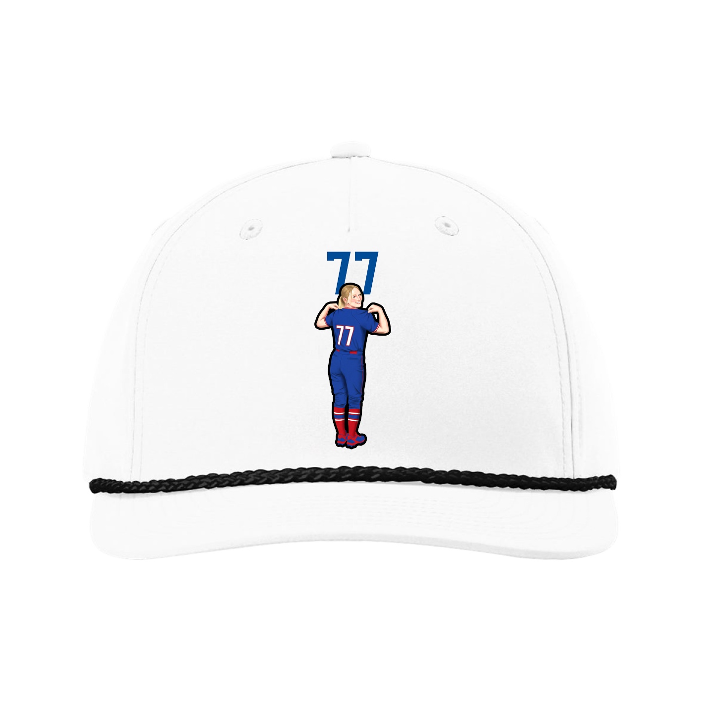 Five-Panel Classic Rope Cap — Number Top in White