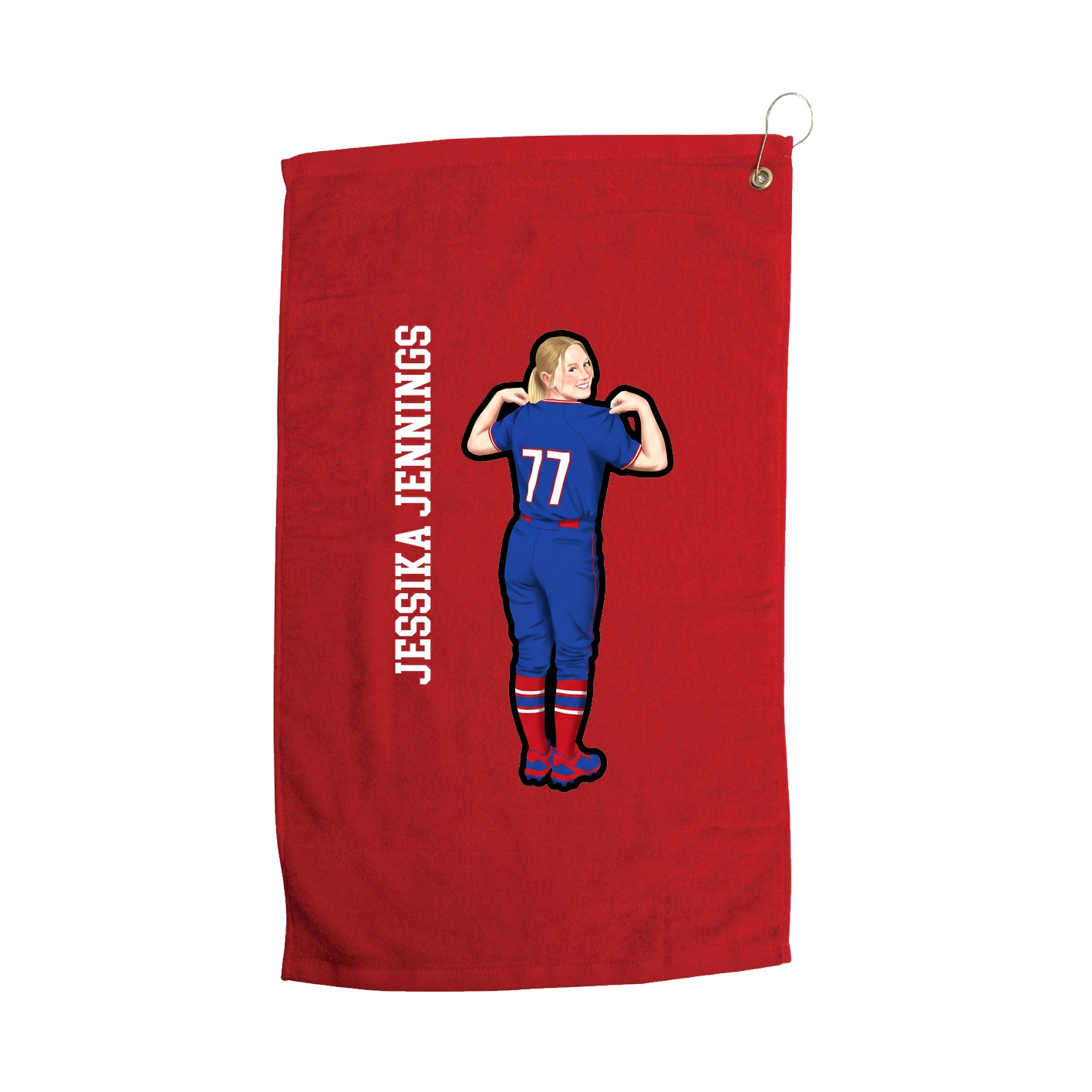 Golf Towel — Name Vertical in Red