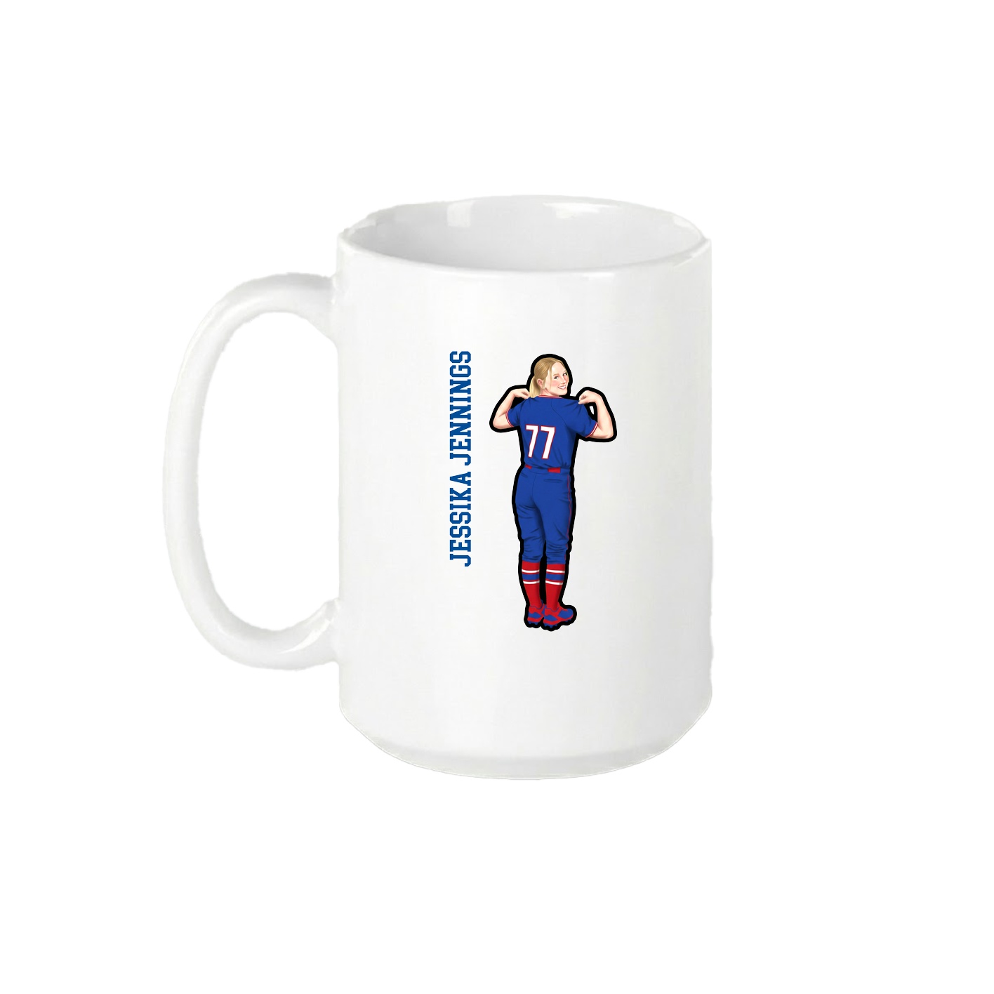 15oz Coffee Mug — Name Vertical in White