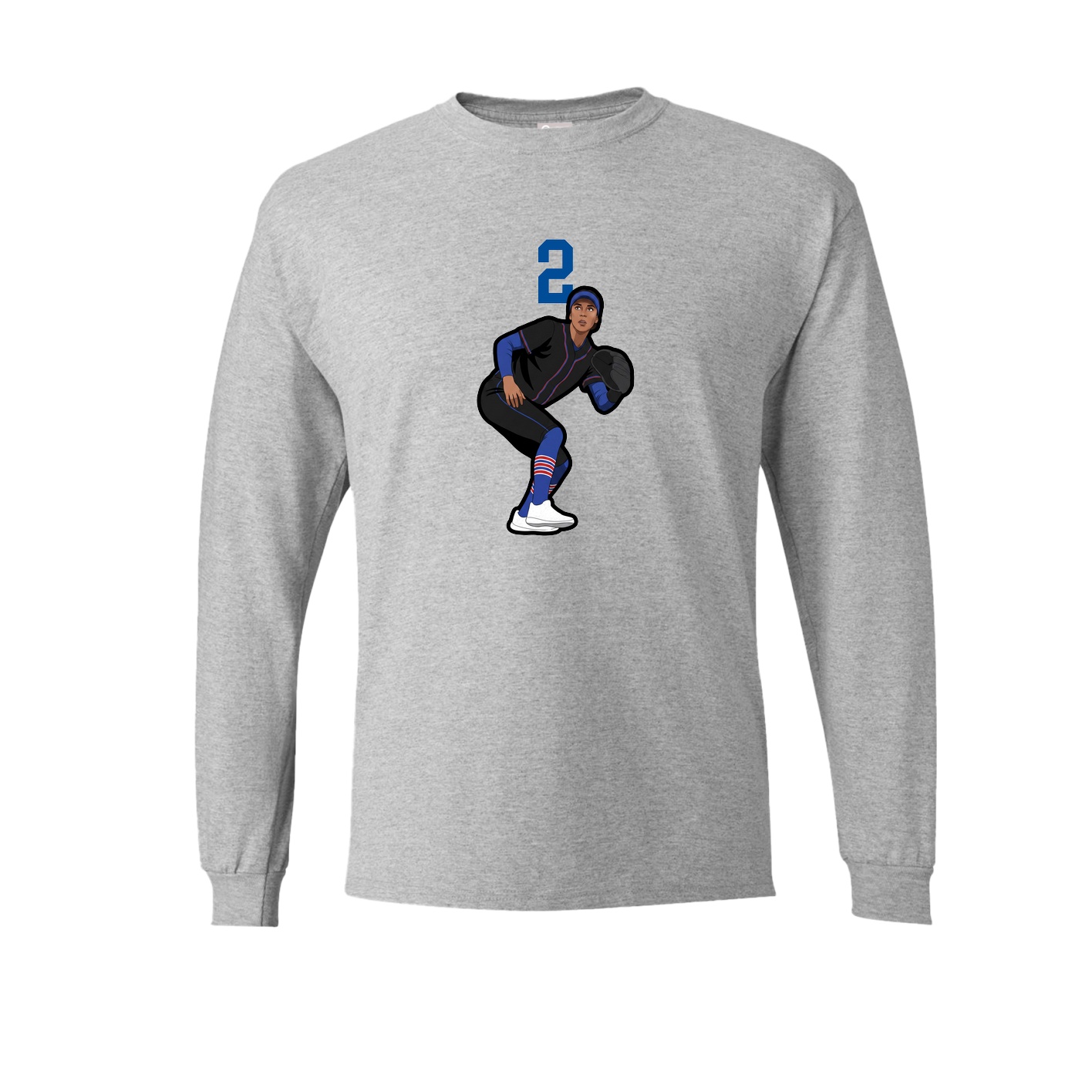Long Sleeve Tee — Number Top in Grey