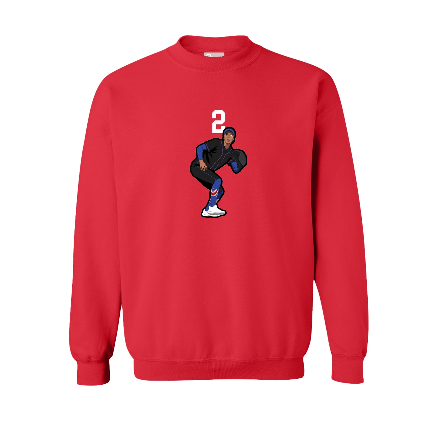 Fleece Crew — Number Top in Red