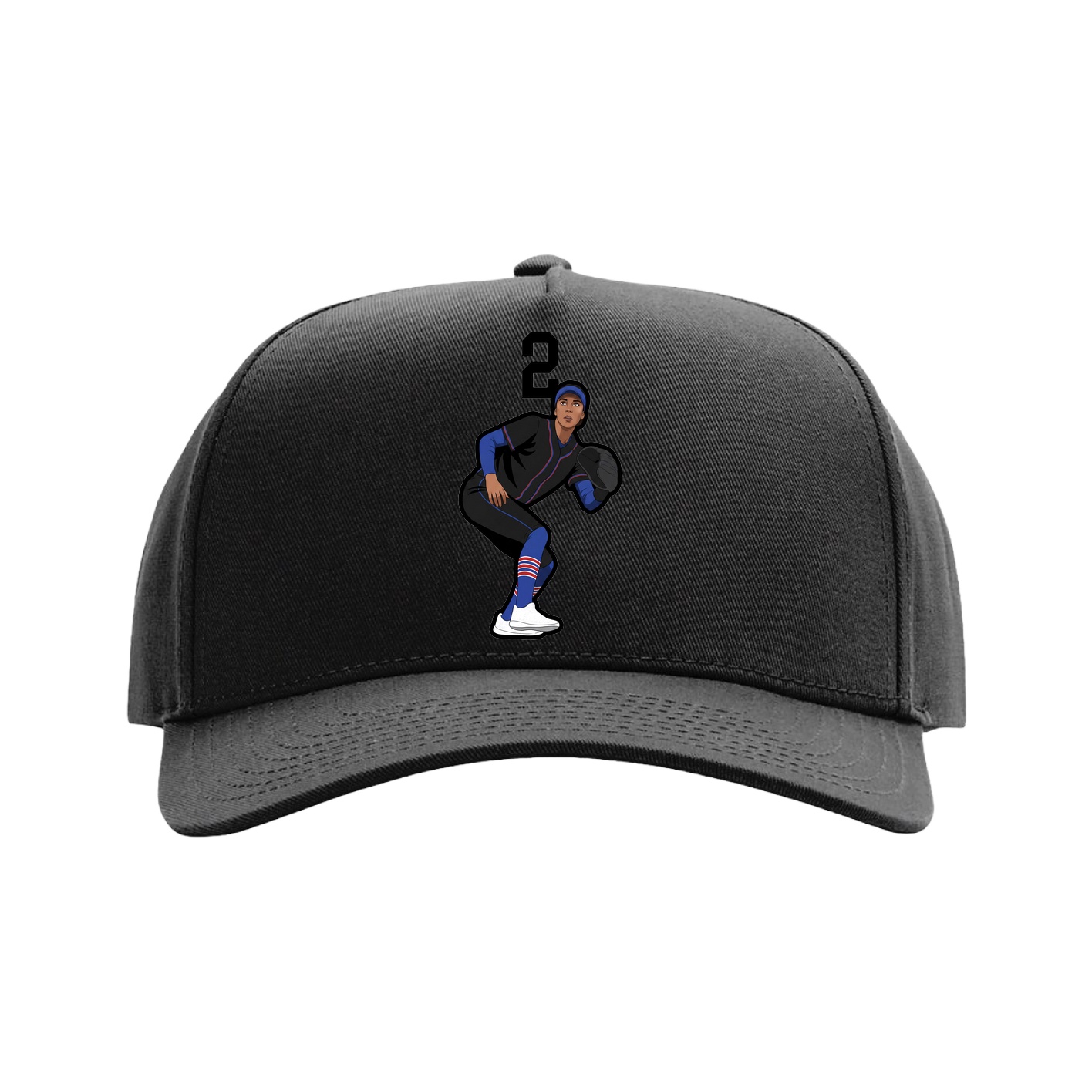 Full Fabric Five-Panel Champ Cap — Number Top in Black