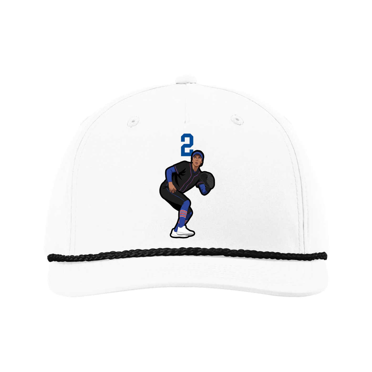 Five-Panel Classic Rope Cap — Number Top in White