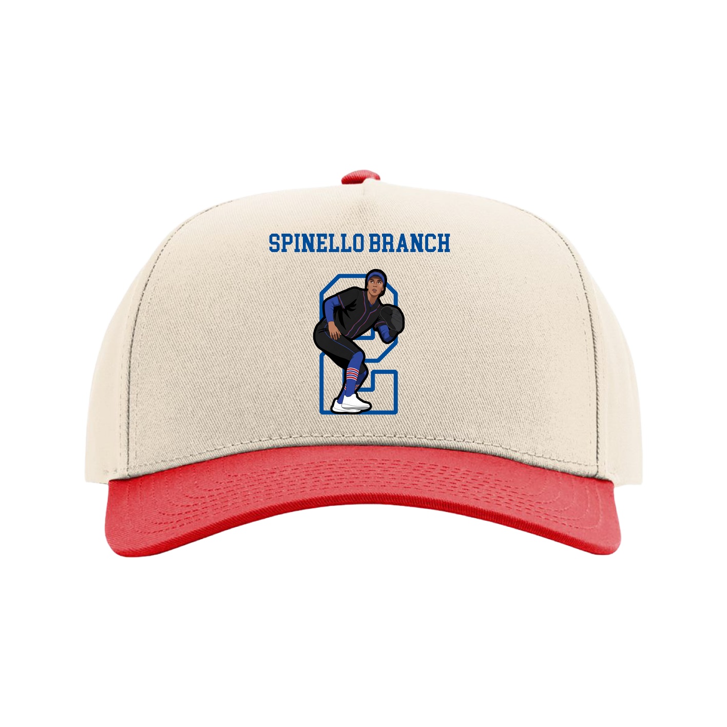 Full Fabric Five-Panel Champ Cap — Shirsey in Cream/Red