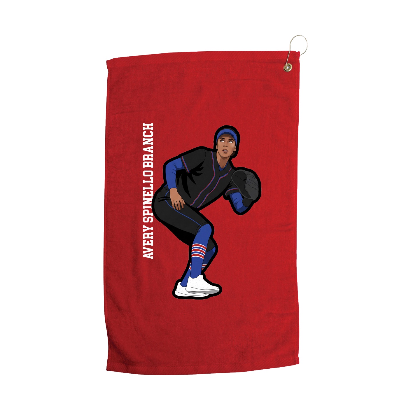 Golf Towel — Name Vertical in Red