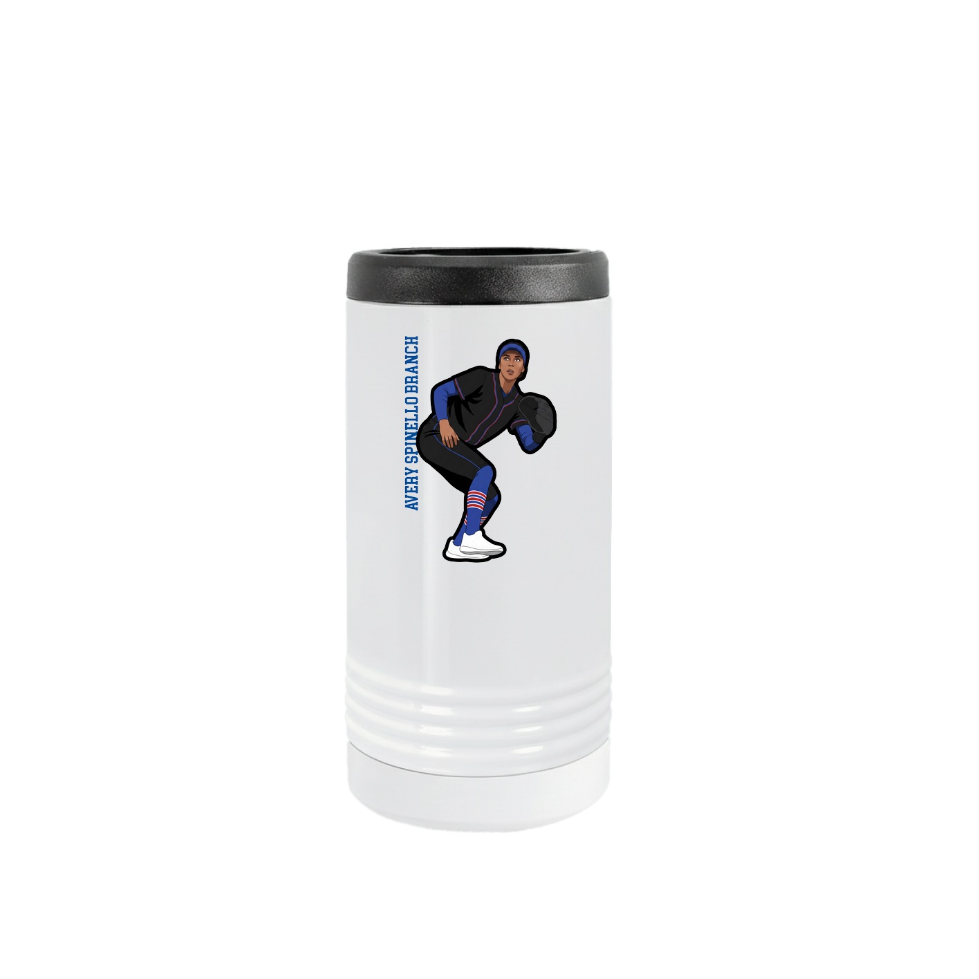 Slim Beverage Holder — Name Vertical in White