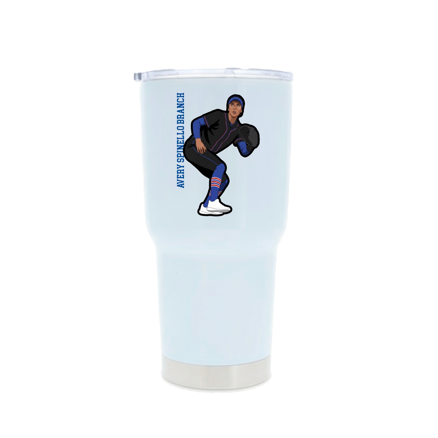 30oz Stainless Steel Tumbler — Name Vertical in White