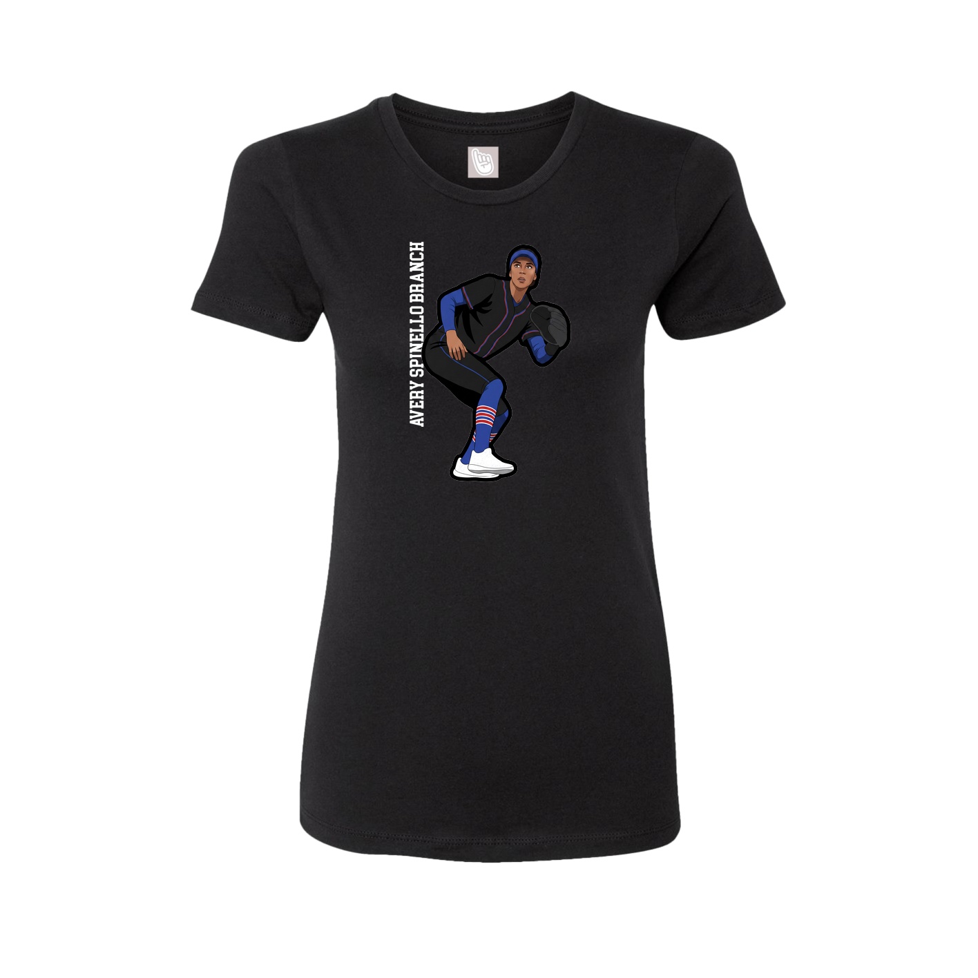 Fitted Women's Tee — Name Vertical in Black
