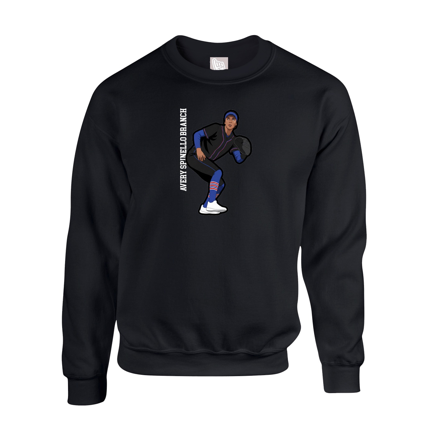 Fleece Crew — Name Vertical in Black