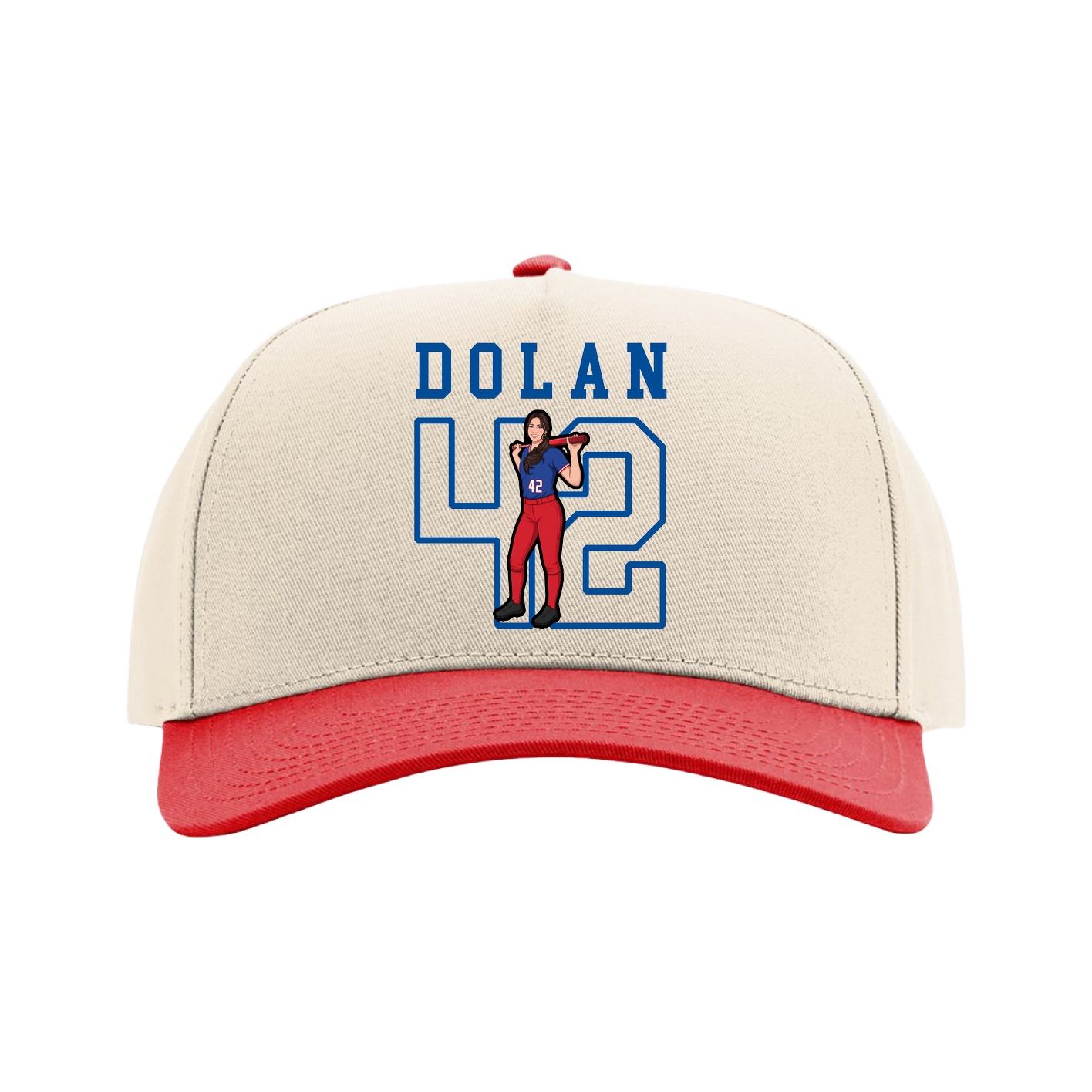 Full Fabric Five-Panel Champ Cap — Shirsey in Cream/Red