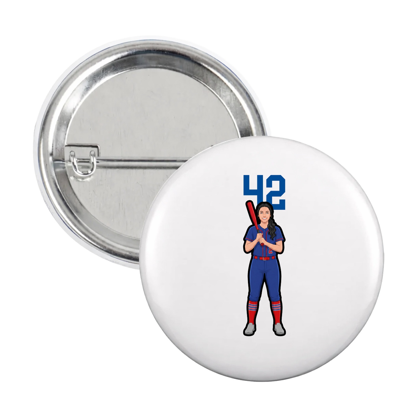 Game Day Button — Number Top in White