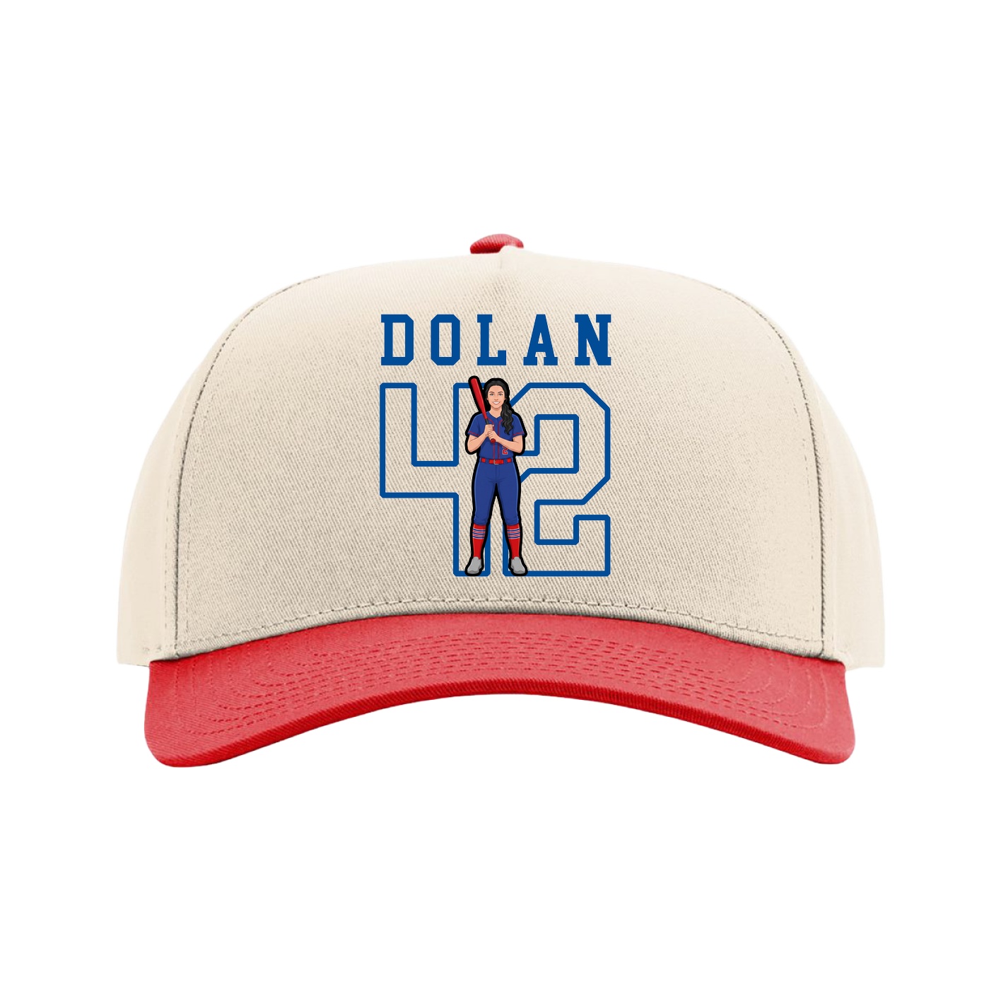 Full Fabric Five-Panel Champ Cap — Shirsey in Cream/Red