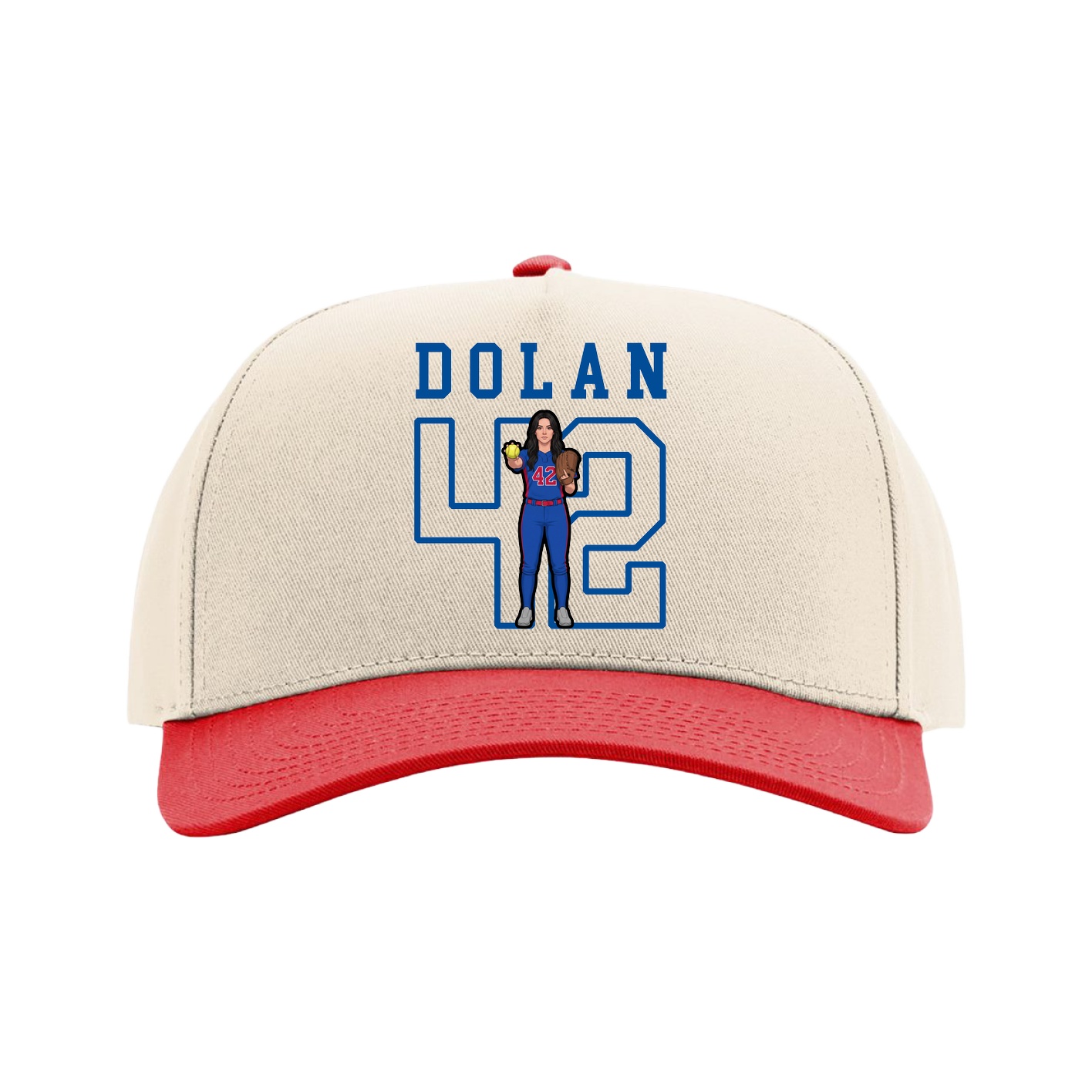 Full Fabric Five-Panel Champ Cap — Shirsey in Cream/Red