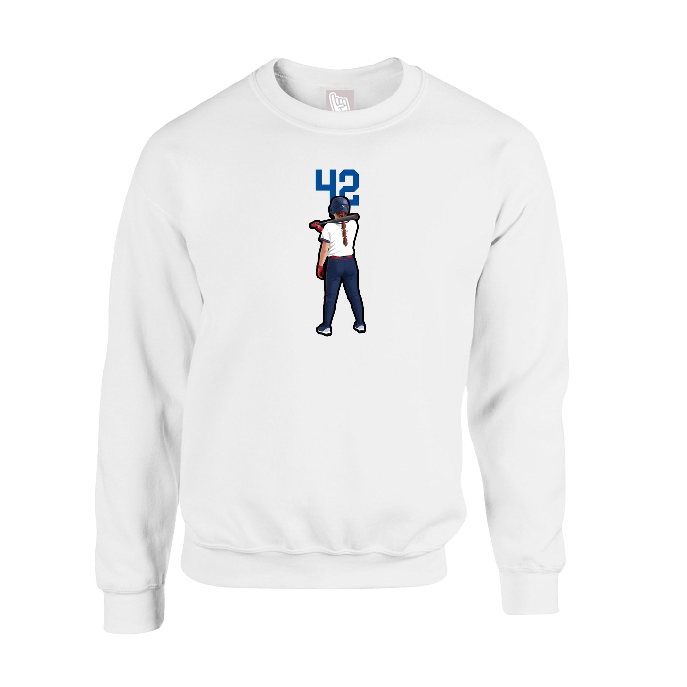 Fleece Crew — Number Top in White