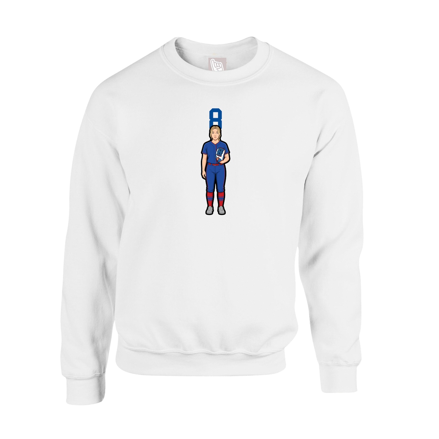 Fleece Crew — Number Top in White