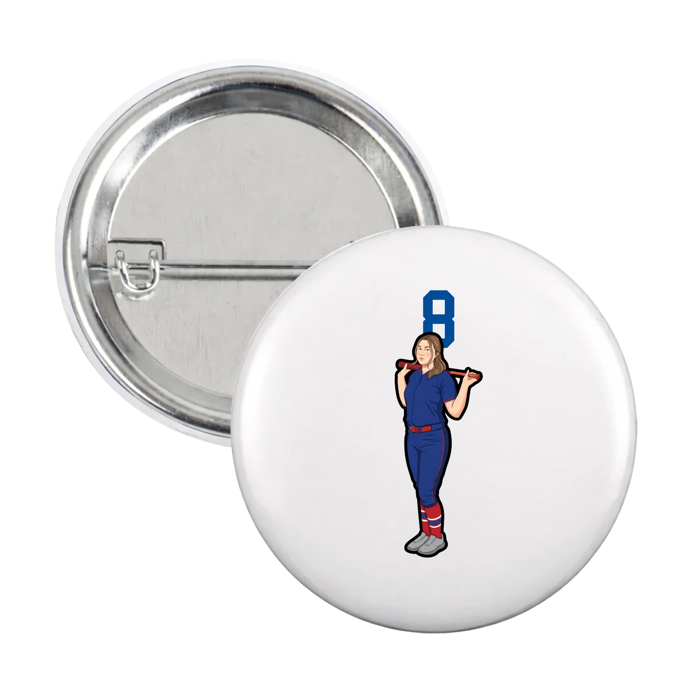 Game Day Button — Number Top in White