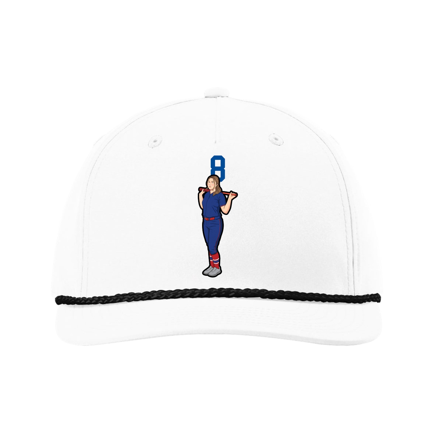 Five-Panel Classic Rope Cap — Number Top in White