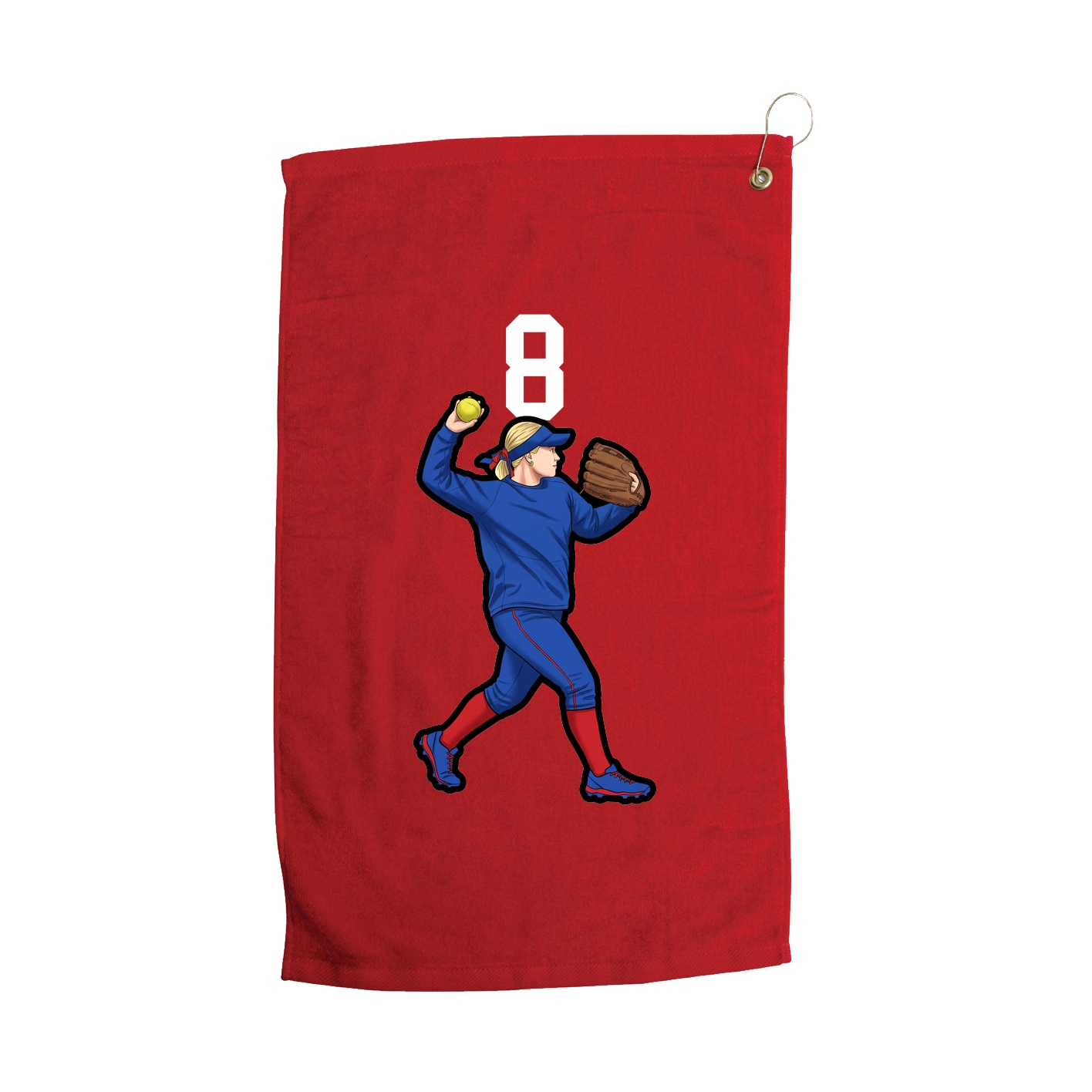 Golf Towel — Number Top in Red