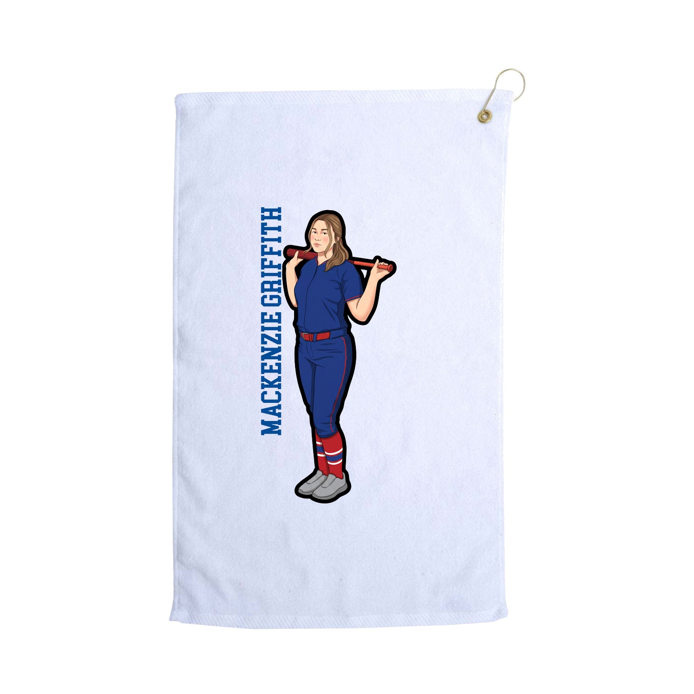 Golf Towel — Name Vertical in White