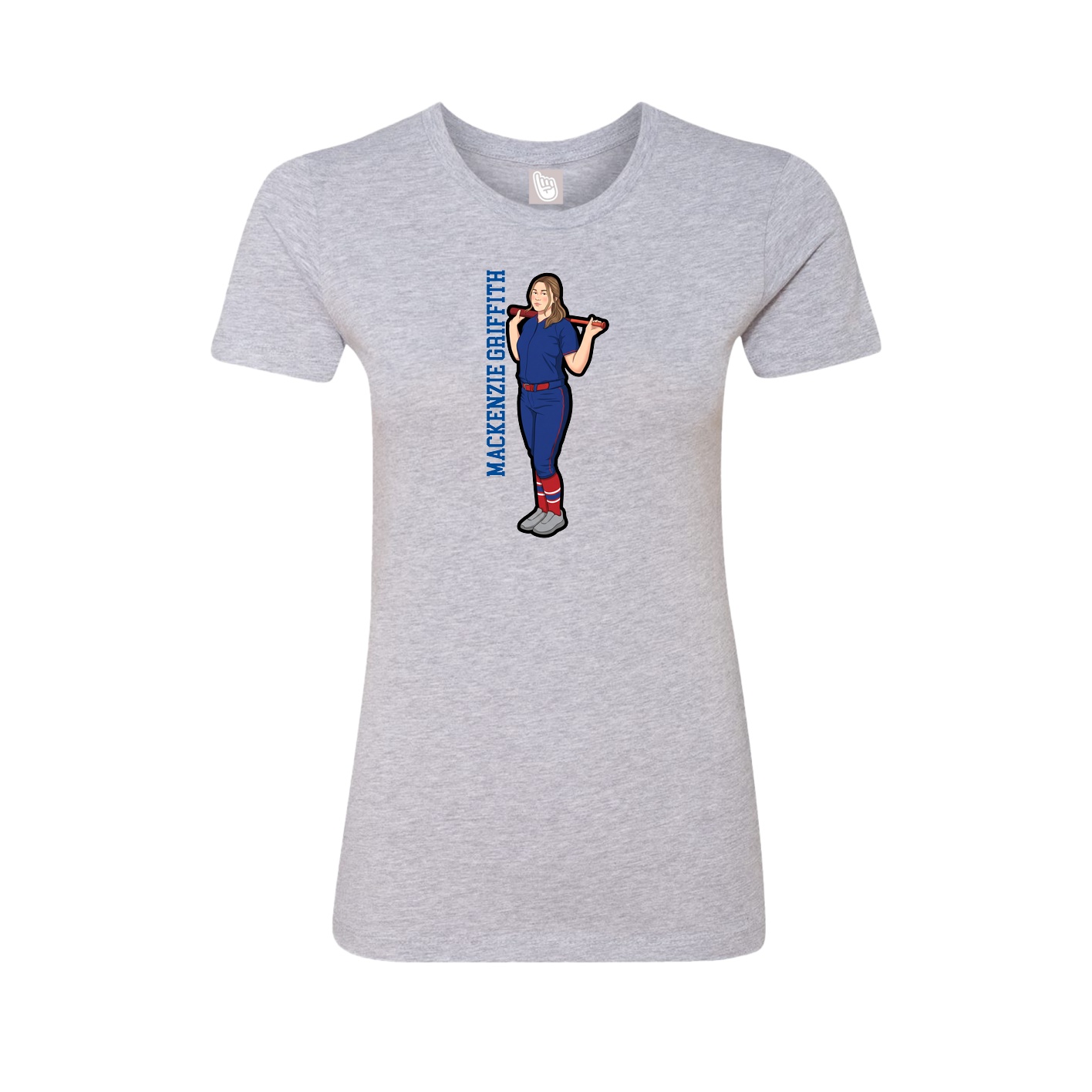 Fitted Women's Tee — Name Vertical in Grey