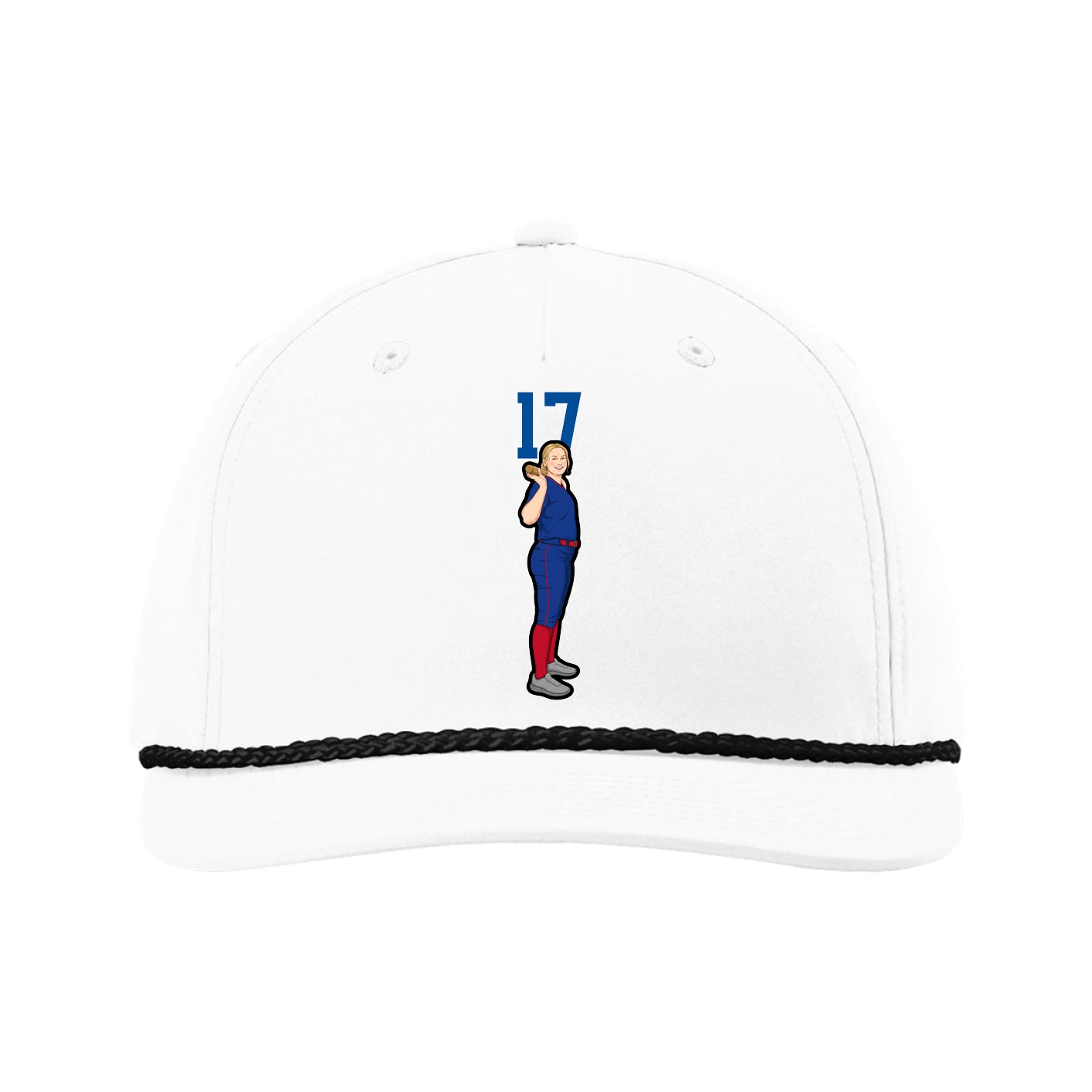 Five-Panel Classic Rope Cap — Number Top in White
