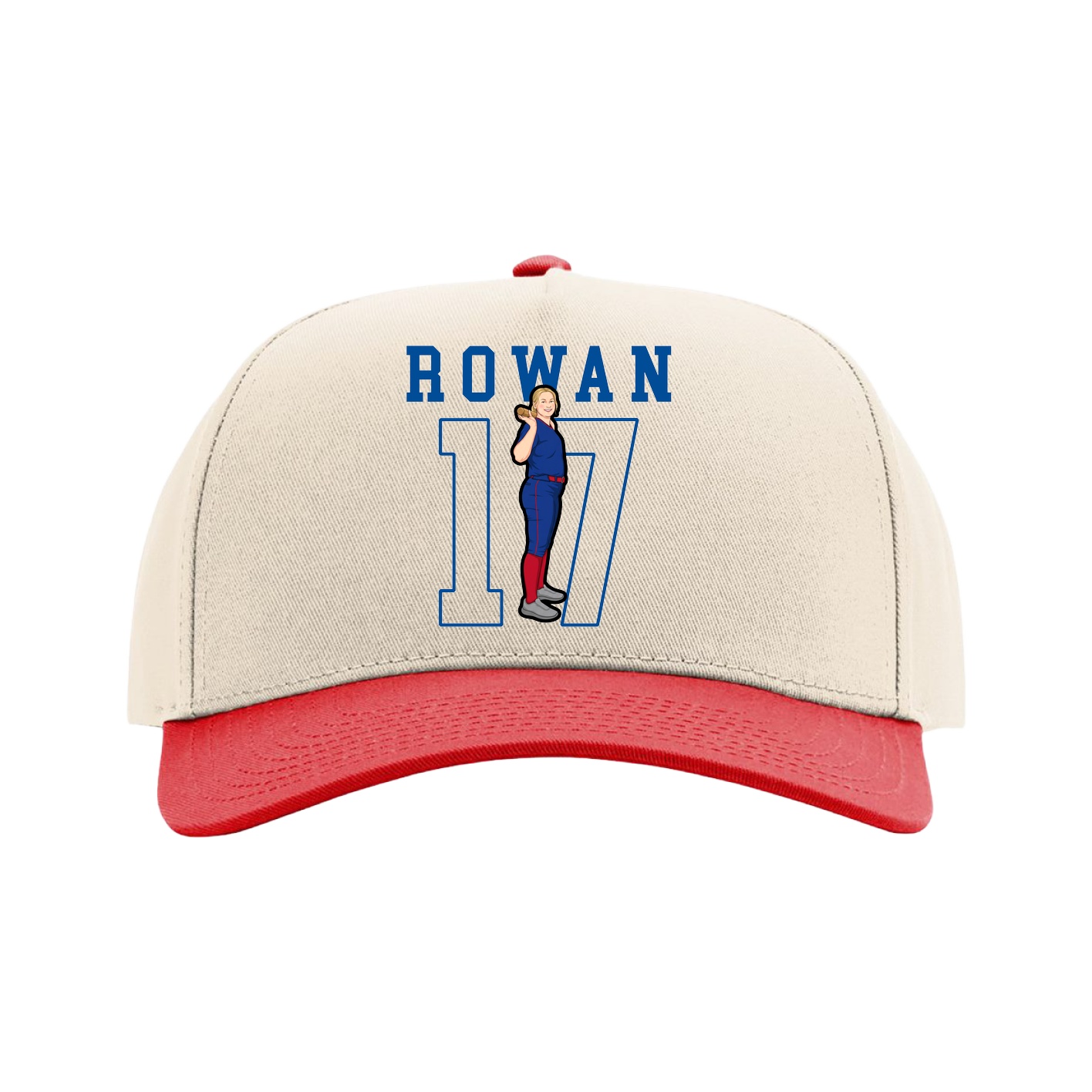 Full Fabric Five-Panel Champ Cap — Shirsey in Cream/Red