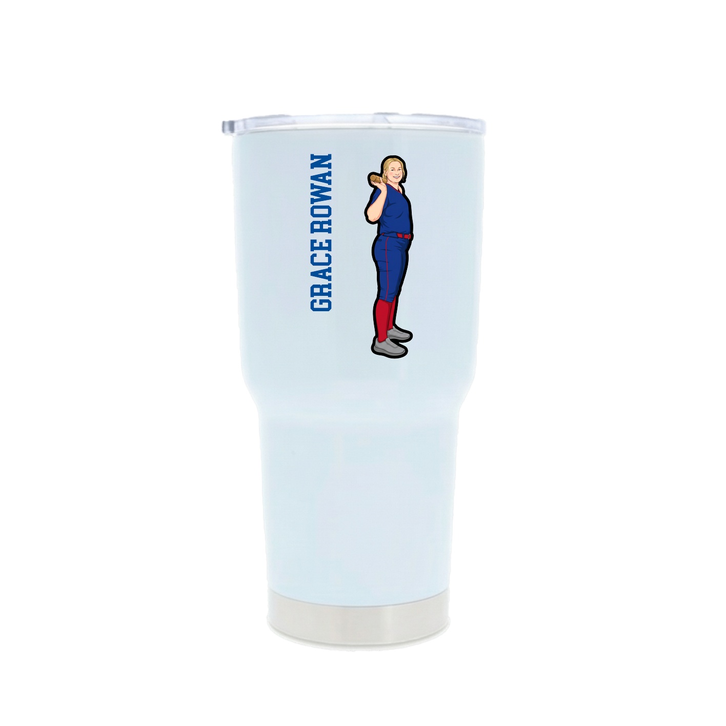 30oz Stainless Steel Tumbler — Name Vertical in White