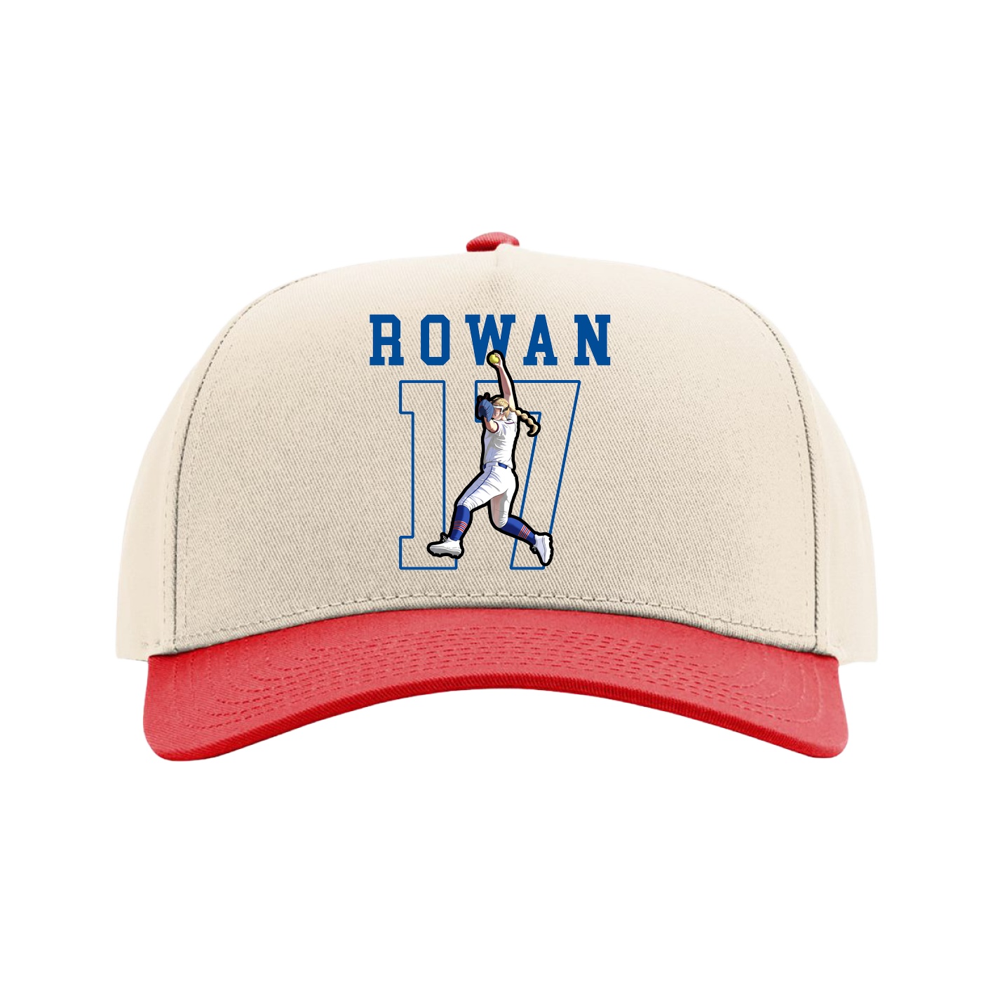 Full Fabric Five-Panel Champ Cap — Shirsey in Cream/Red