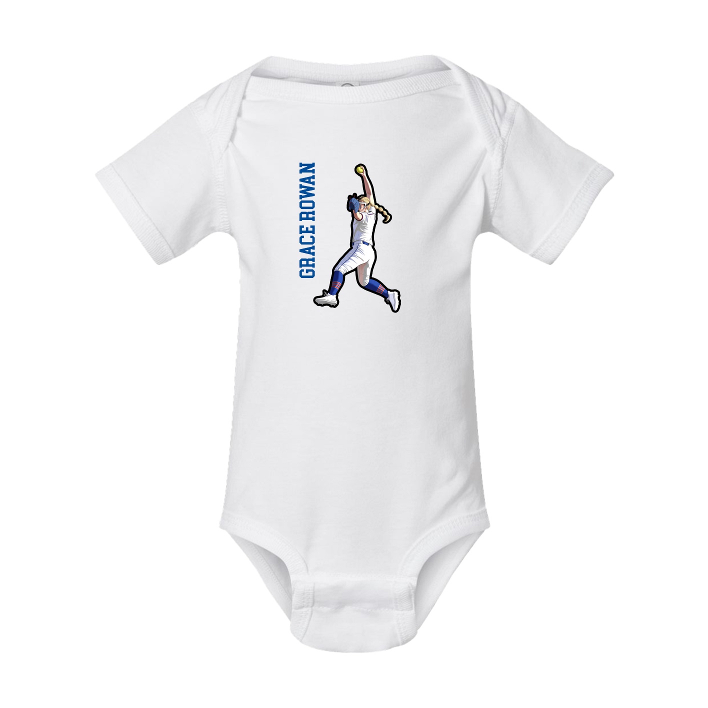 Baby Onesie — Name Vertical in White