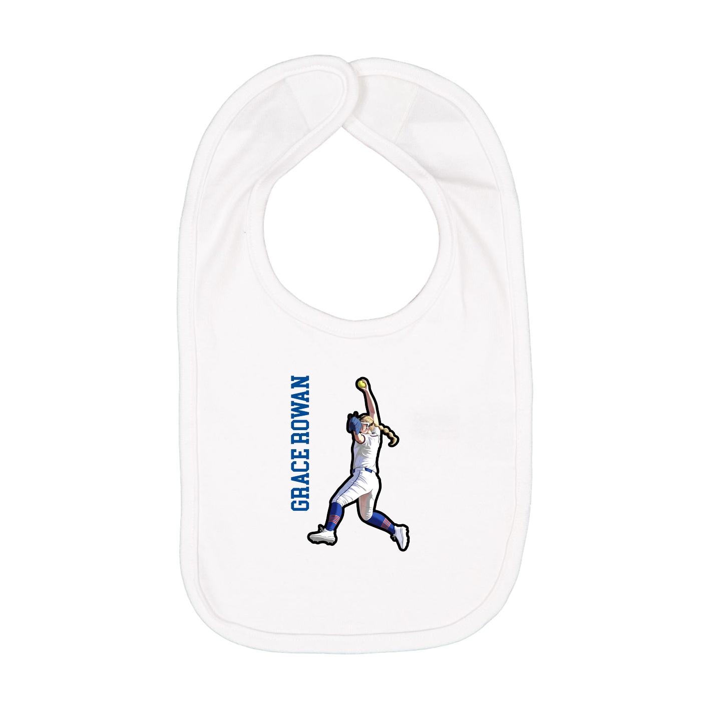 Infant Bib — Name Vertical in White