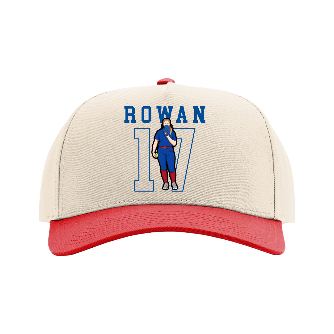 Full Fabric Five-Panel Champ Cap — Shirsey in Cream/Red