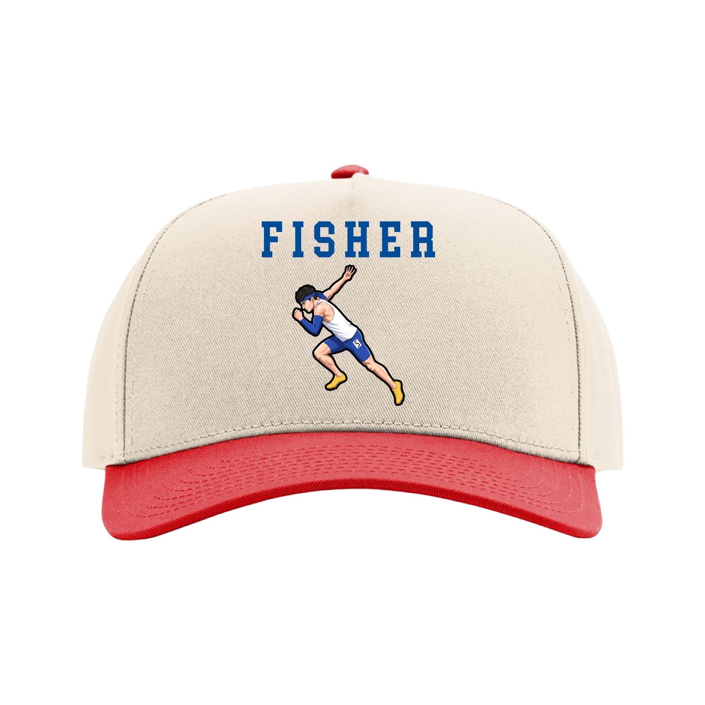 Full Fabric Five-Panel Champ Cap — Shirsey in Cream/Red