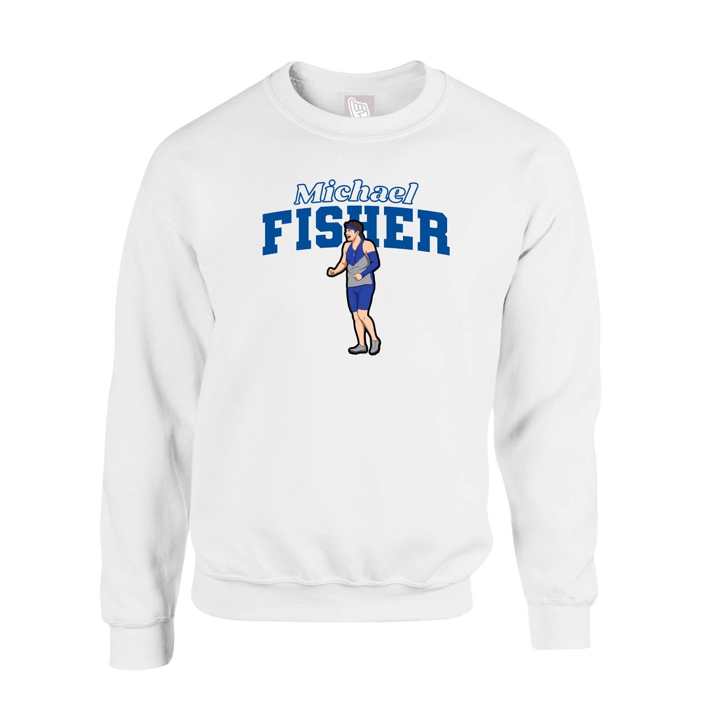 Fleece Crew — Name Arch in White
