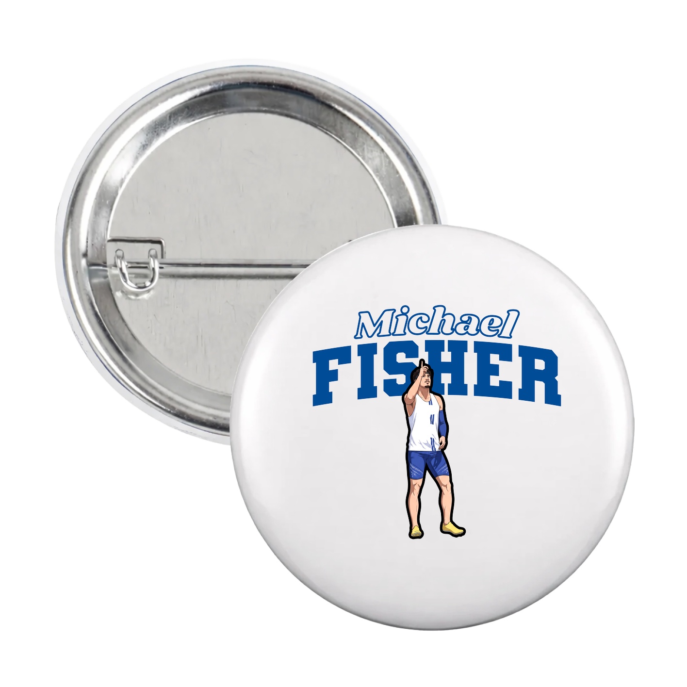 Game Day Button — Name Arch in White