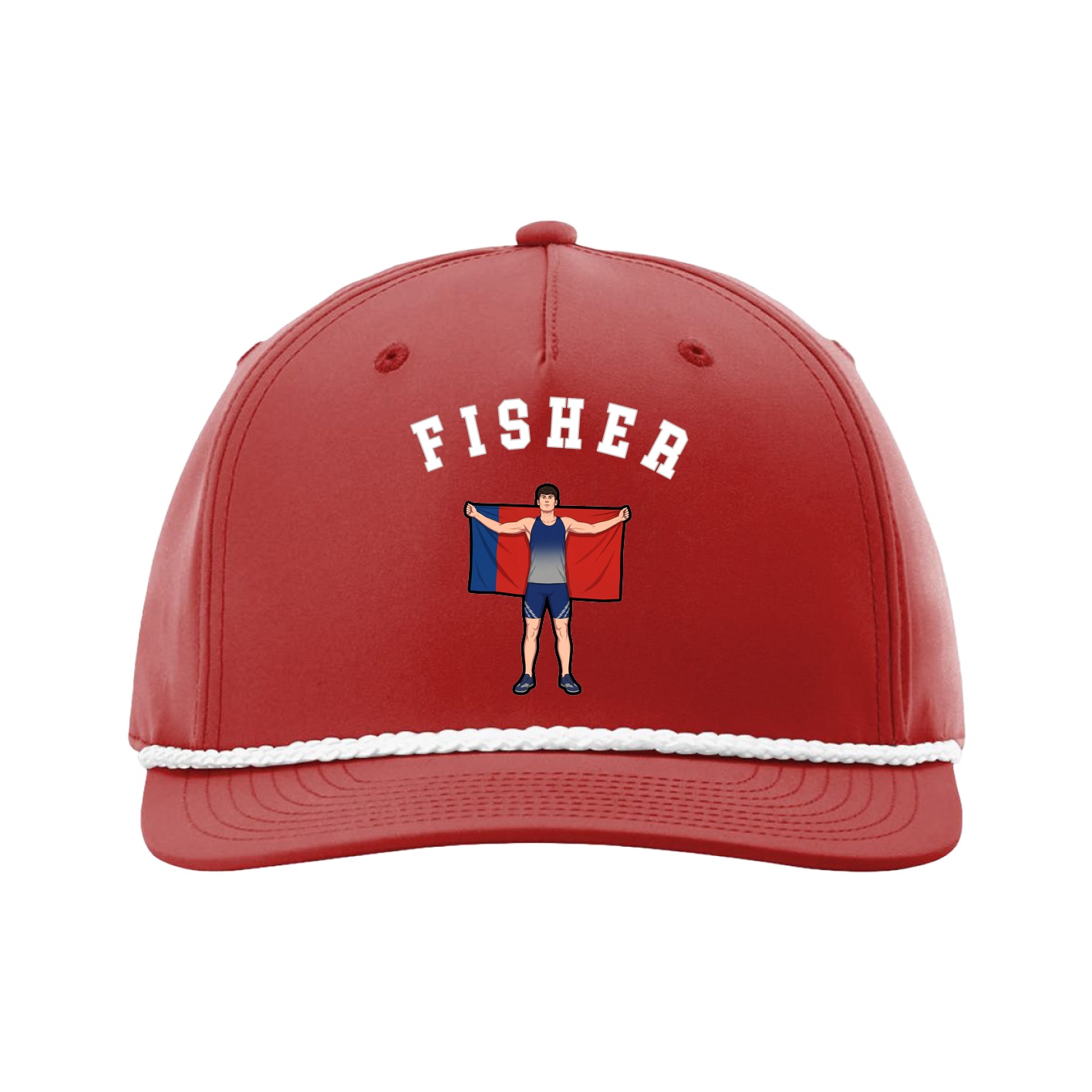 Five-Panel Classic Rope Cap — Shirsey Arch in Red