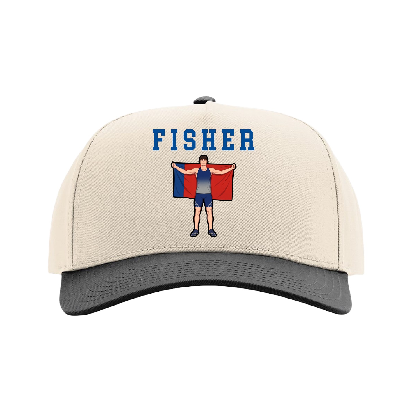 Full Fabric Five-Panel Champ Cap — Shirsey in Cream/Black