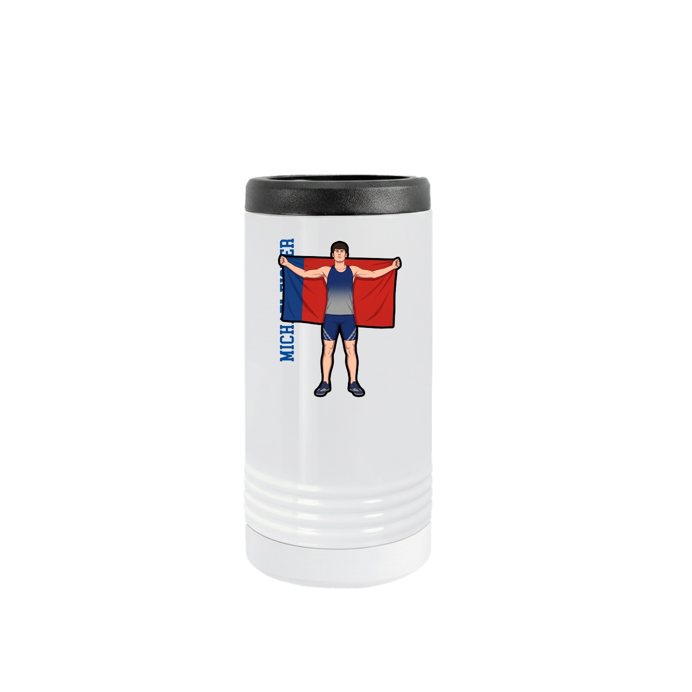 Slim Beverage Holder — Name Vertical in White
