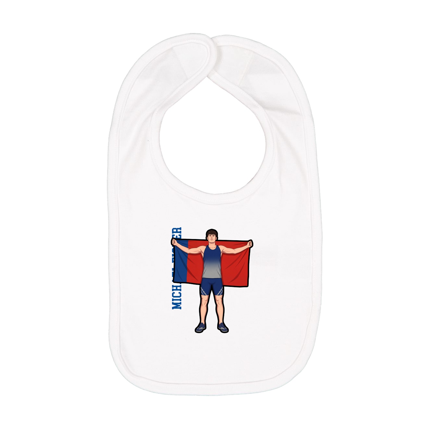 Infant Bib — Name Vertical in White
