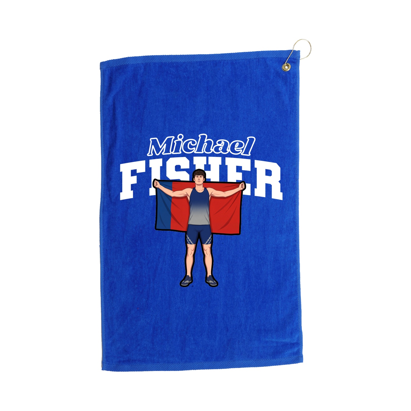 Golf Towel — Name Arch in Royal