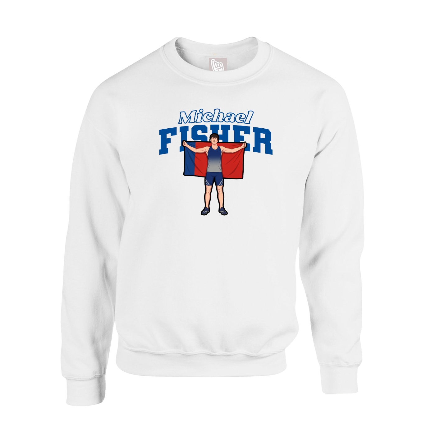 Fleece Crew — Name Arch in White