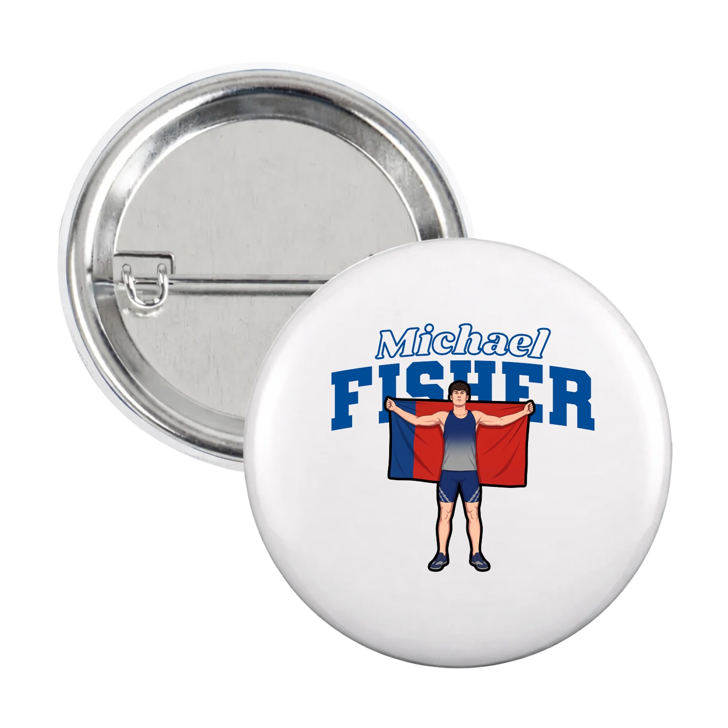 Game Day Button — Name Arch in White