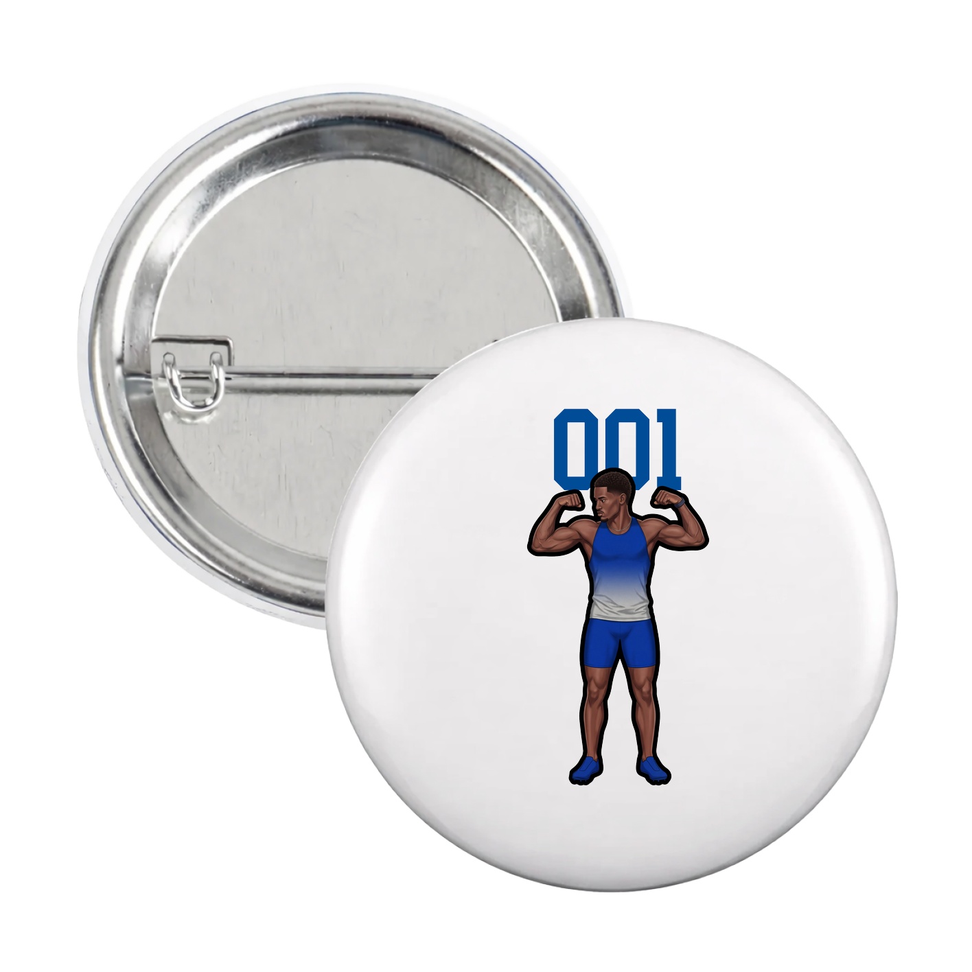 Game Day Button — Number Top in White
