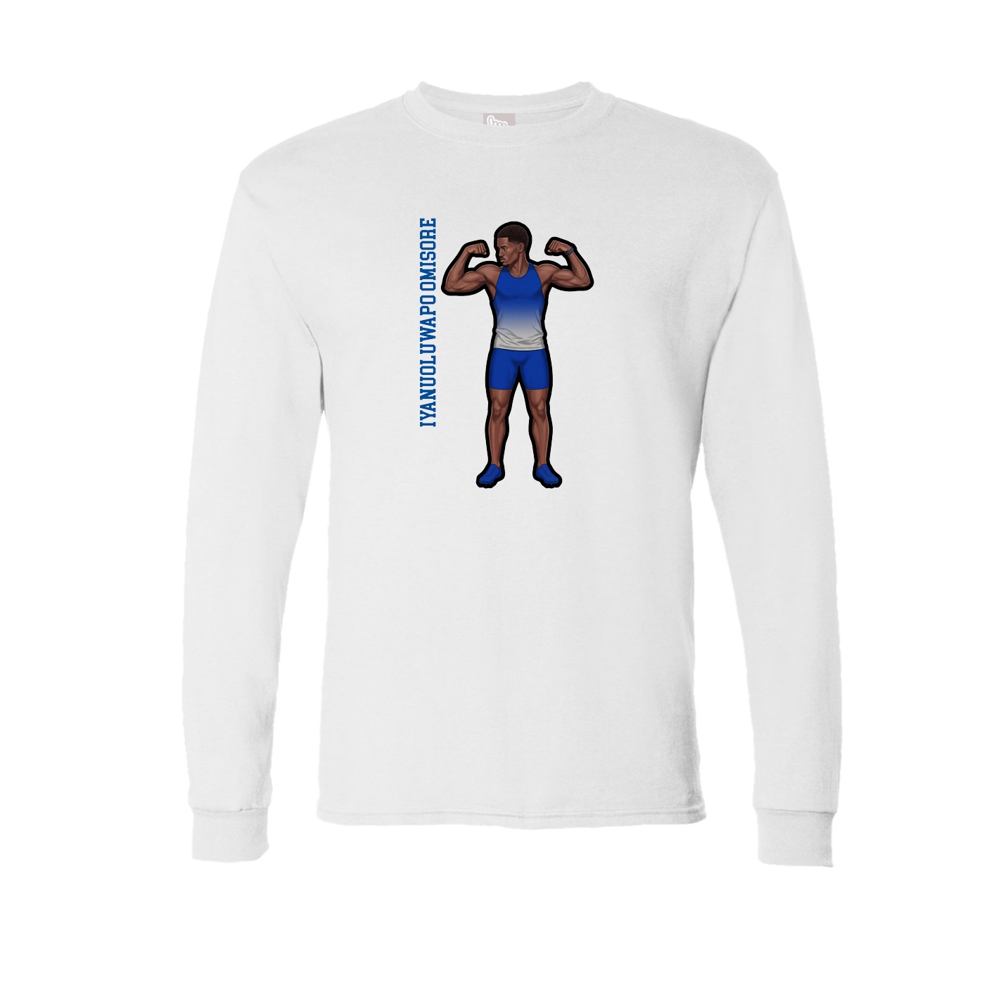 Long Sleeve Tee — Name Vertical in White