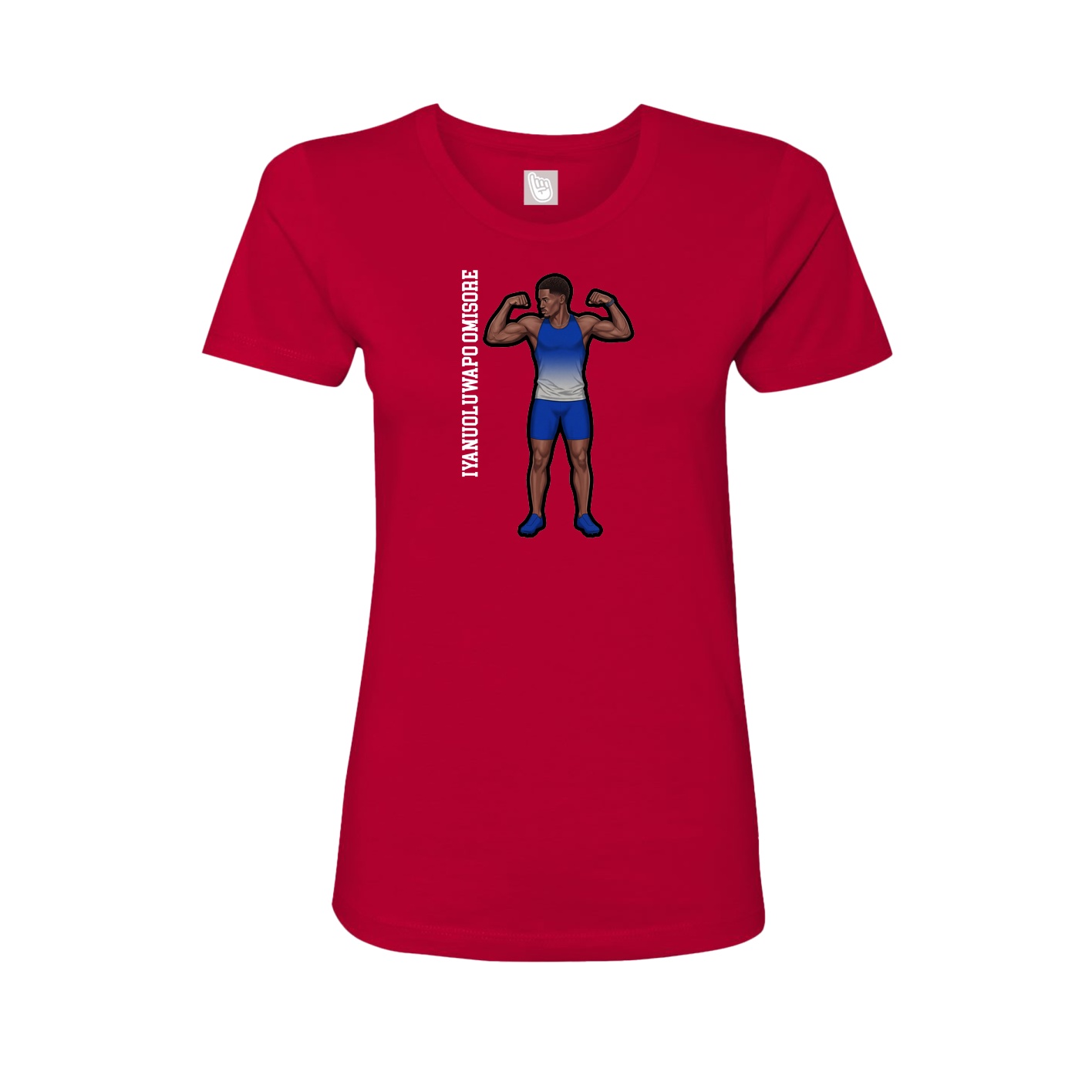 Fitted Women's Tee — Name Vertical in Red