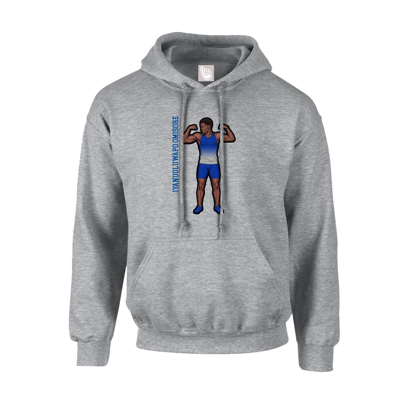 Hoodie — Name Vertical in Grey