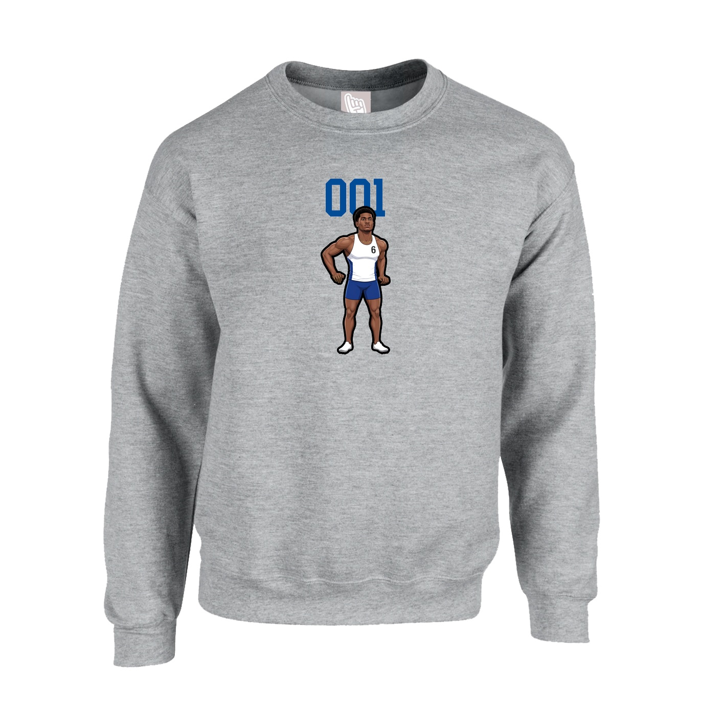 Fleece Crew — Number Top in Grey