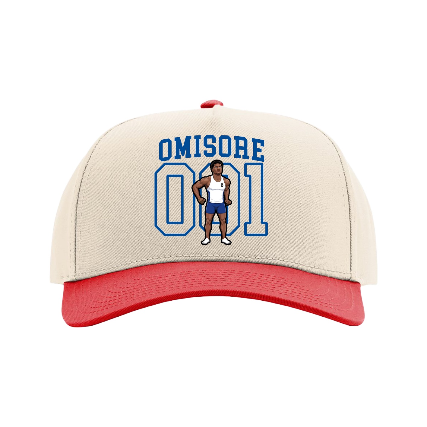 Full Fabric Five-Panel Champ Cap — Shirsey in Cream/Red