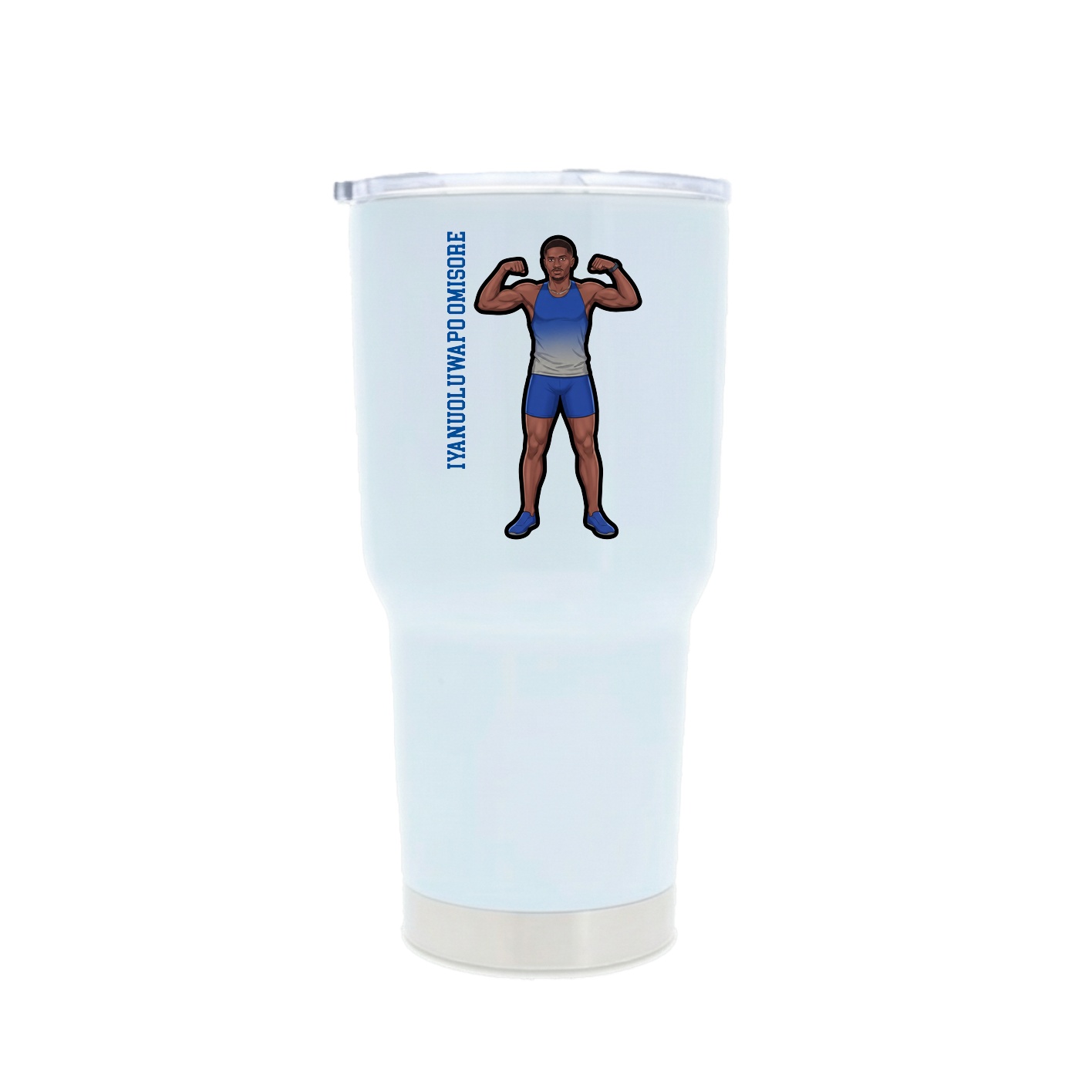 30oz Stainless Steel Tumbler — Name Vertical in White